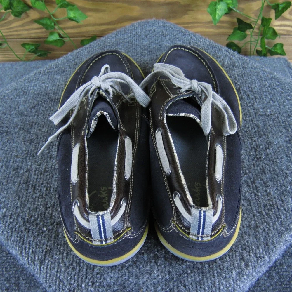 Clarks Men's 1825 Navy Boat Shoe‎ Blue Leather Size 9 Medium Gently Used 2025